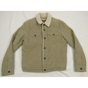 NWOT Levi Strauss Corduroy Sherpa Lined Tan Full Snap Coat Jacket S 16365